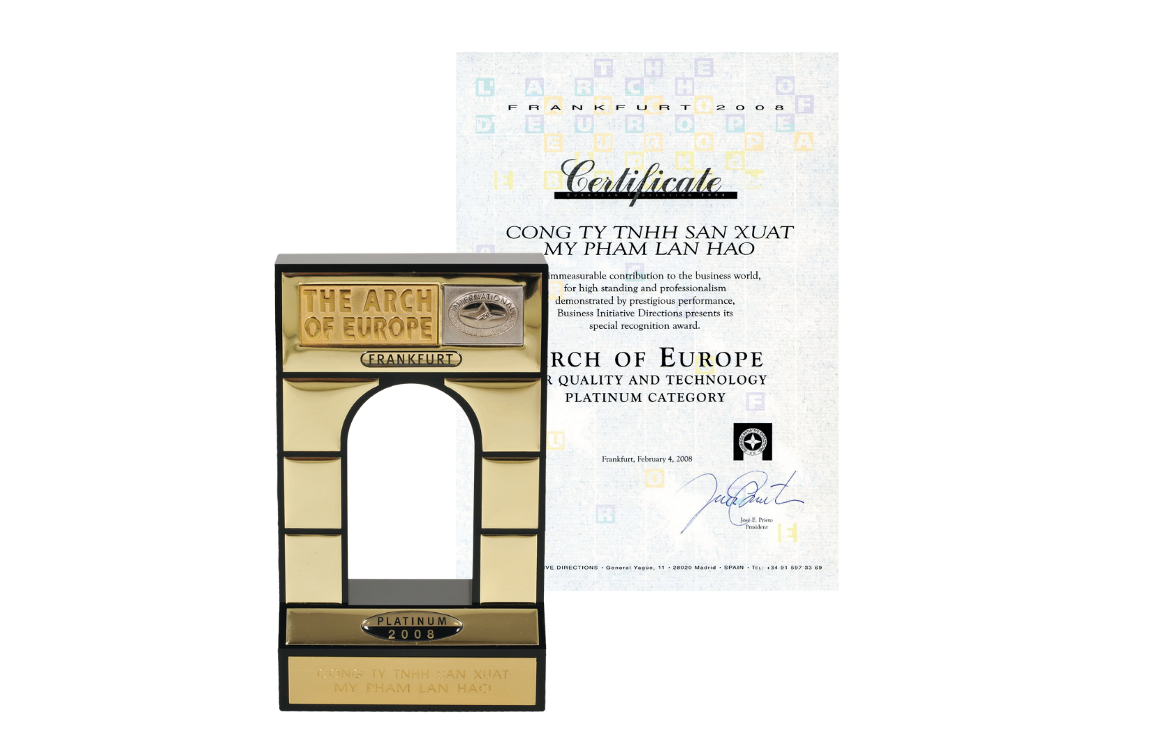 ARCH OF EUROPE FOR QUALITY AND TECHNOLOGY - PLATINUM CATEGORY 日