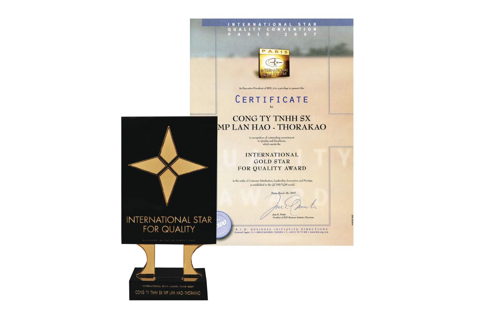 INTERNATIONAL GOLD STAR FOR QUALITY AWARD