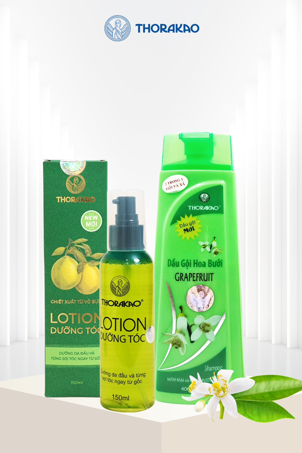 Combo Dầu Gội Xả Hoa Bưởi + Lotion Bưởi Thorakao 150ml