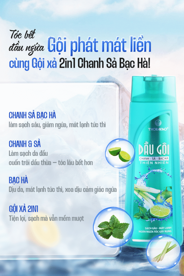 Dầu Gội Chanh Sả Bạc Hà 400ml - Hình ảnh 2